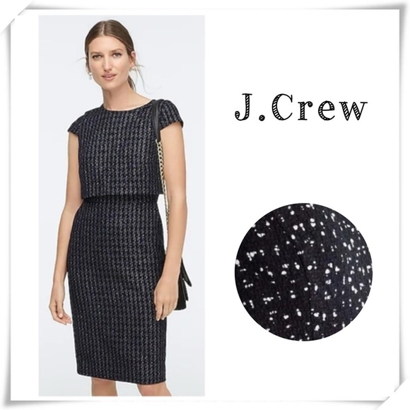 J. Crew Dresses & Skirts - J.Crew Places Sheath Dress in Navy Dotted Tweed Size 4 NWT Style #AC413